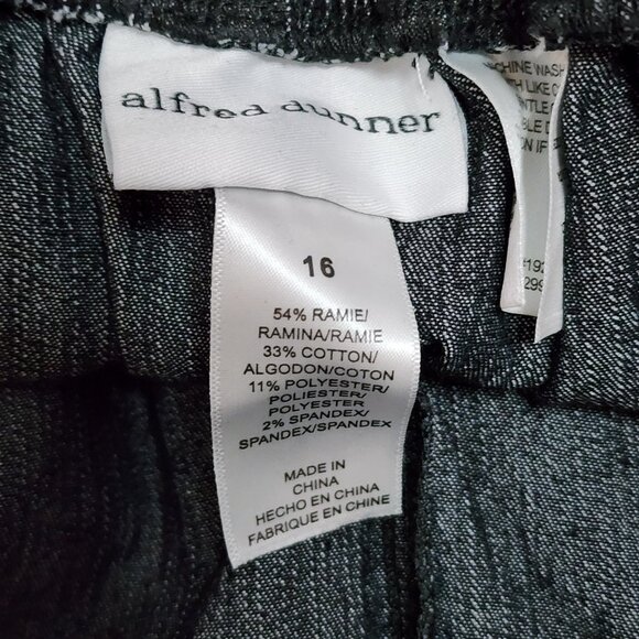 Alfred Dunner Pants Jeans Womens Size 16 Solid All Black Pull On with Pockets - Picture 3 of 5